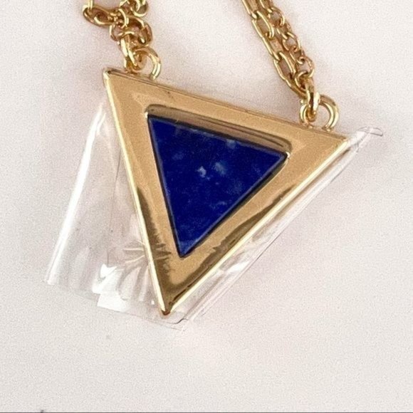 Michelle Campbell New Pendant Necklace 14K Gold Genuine Lapis Stone Inlay - Picture 9 of 9